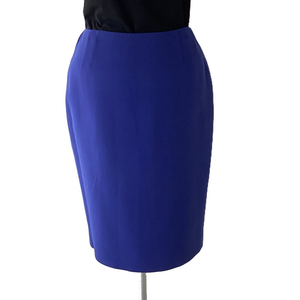 Cobalt Blue Lined Silk Pencil Skirt
